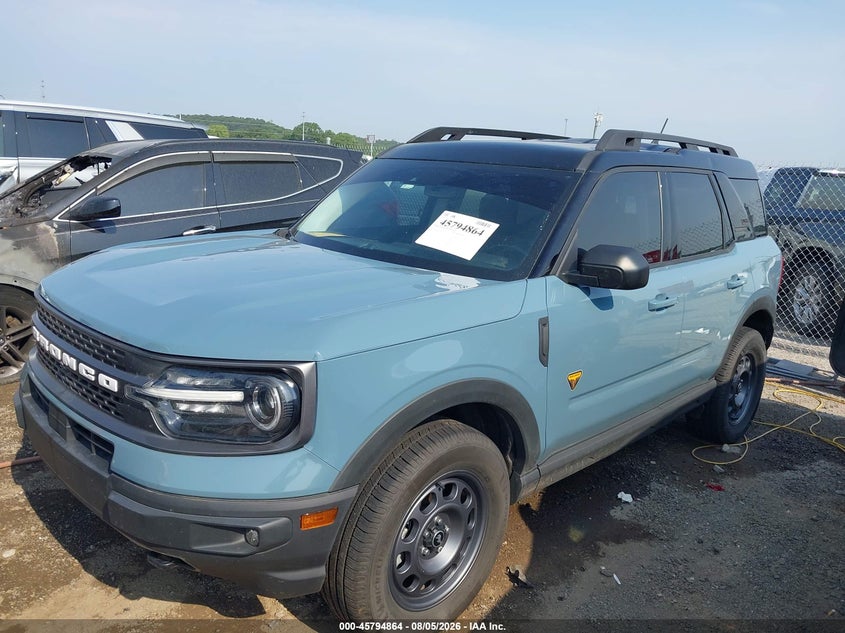 Vin: 3fmcr9d93nrd22361, lot: 46293695, ford bronco sport badlands 20222