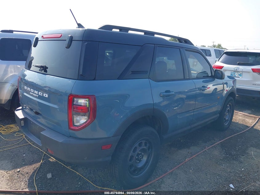 Vin: 3fmcr9d93nrd22361, lot: 46293695, ford bronco sport badlands 20224