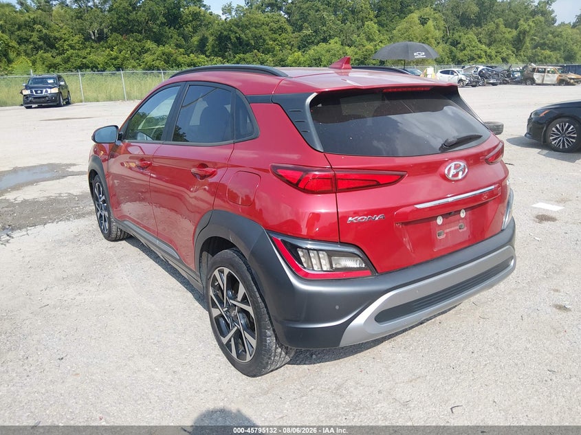 Vin: km8k53a30nu927709, lot: 46293963, hyundai kona limited 20223