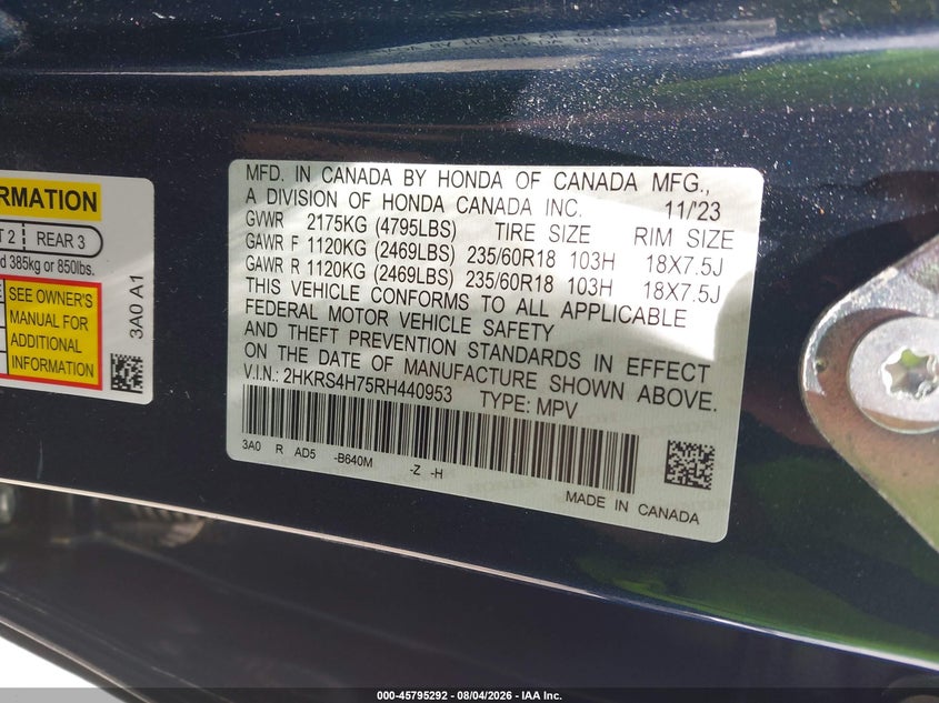 2024 HONDA CR-V EX-L AWD · Фото 9