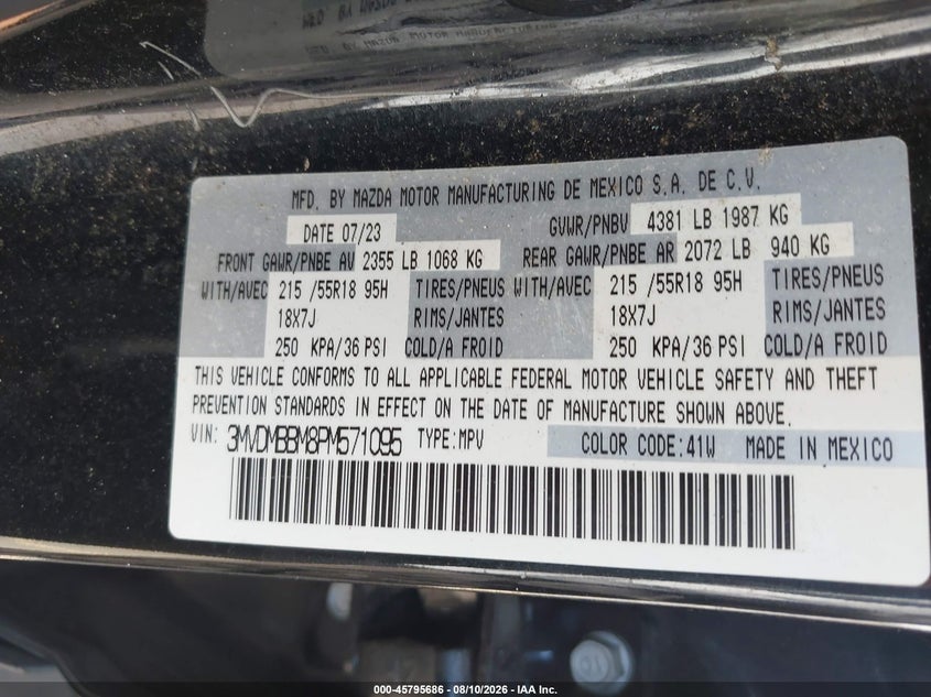 MAZDA CX-30 2023 VIN 3MVDMBBM8PM571095