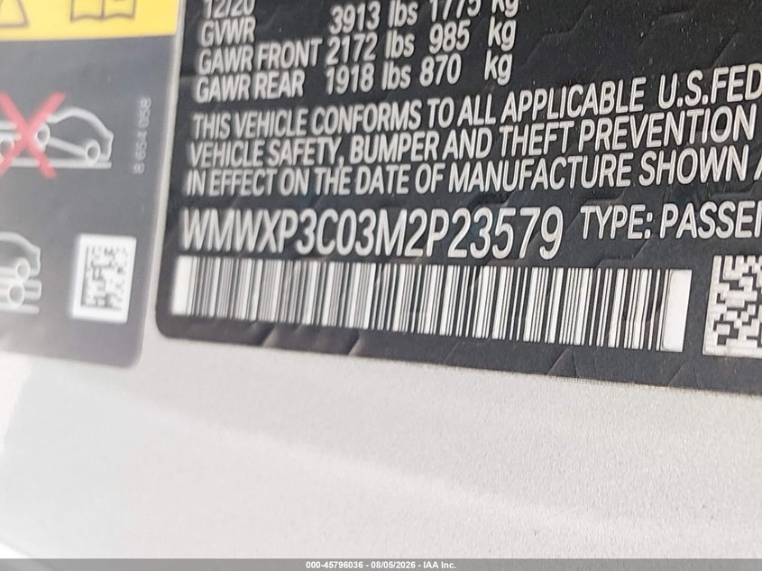 MINI SE HARDTOP 2021 VIN WMWXP3C03M2P23579
