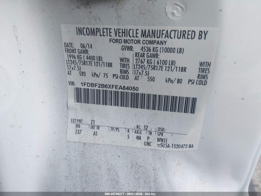 2015 FORD F250 TRUCK 6.2L V-8 VVT, 385HP
