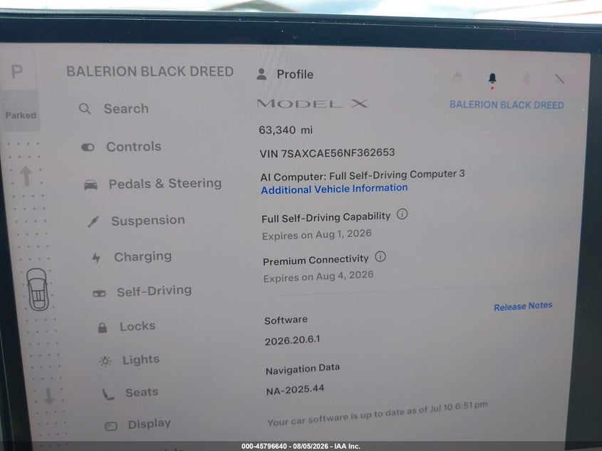 2022 TESLA MODEL X auction photo 7