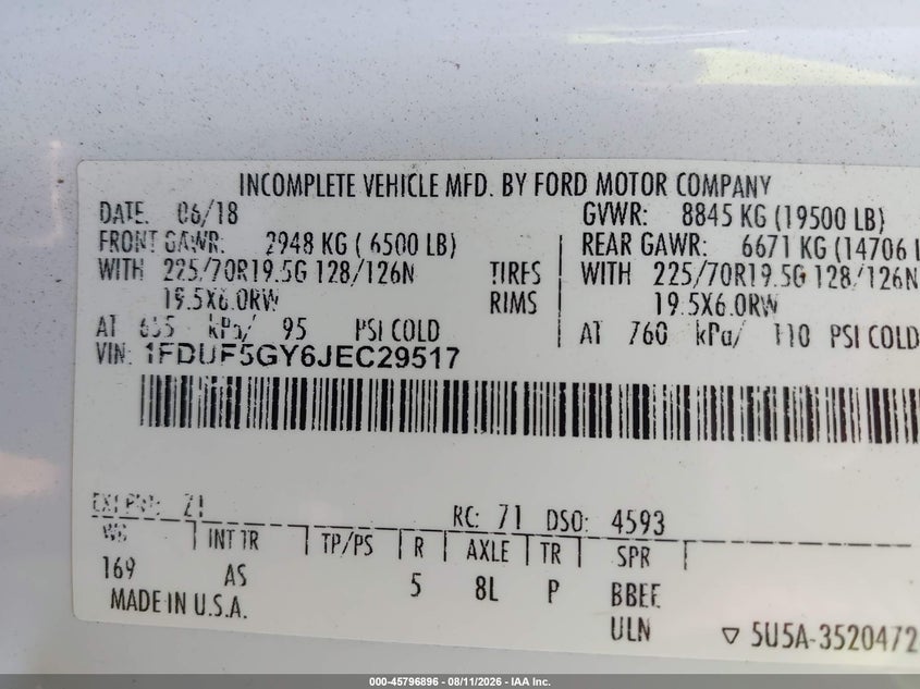 2018 FORD F-550 CHASSIS auction photo 8