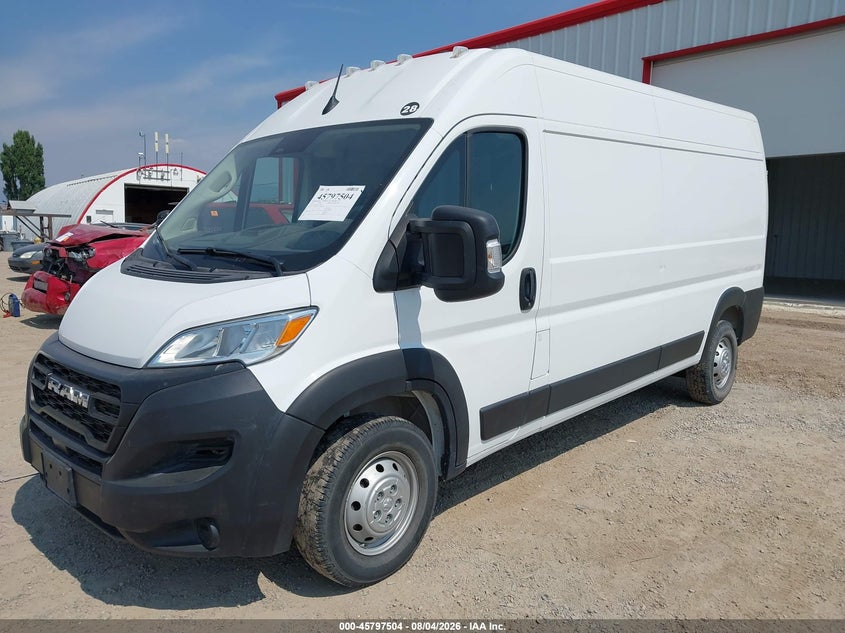 Vin: 3c6lrvdg6pe576000, lot: 46296335, ram promaster 2500 high roof 159 wb 20232
