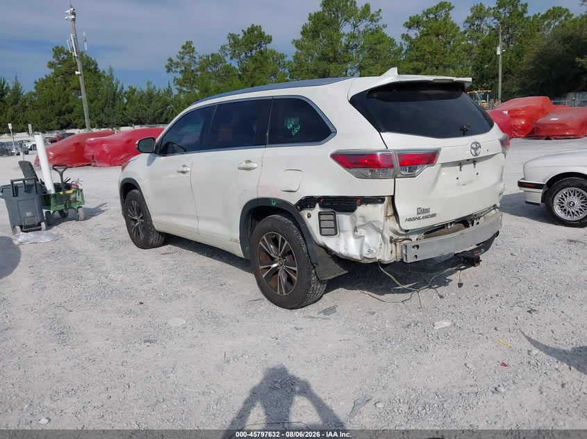 Vin: 5tdkkrfh6gs147404, lot: 46296463, toyota highlander xle v6 20163
