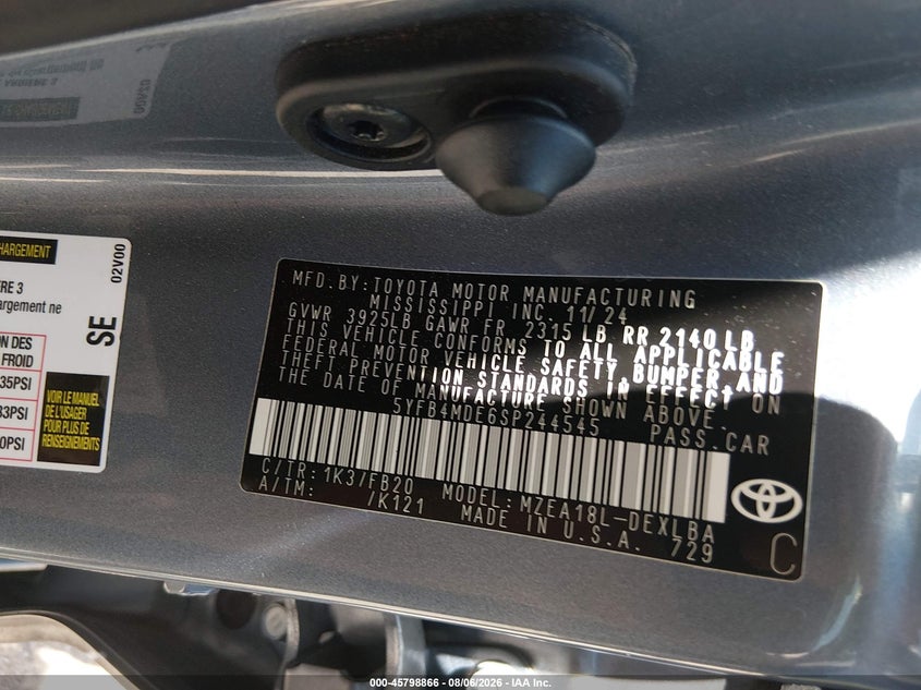 2025 TOYOTA COROLLA SEDAN 2.0L I-4 DI, DOHC, VVT, 169HP