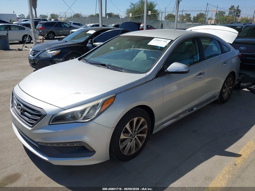 2016 Hyundai Sonata, Удар сзади, IAAI, VIN 5NPE34AF8GH330120 — фото 2