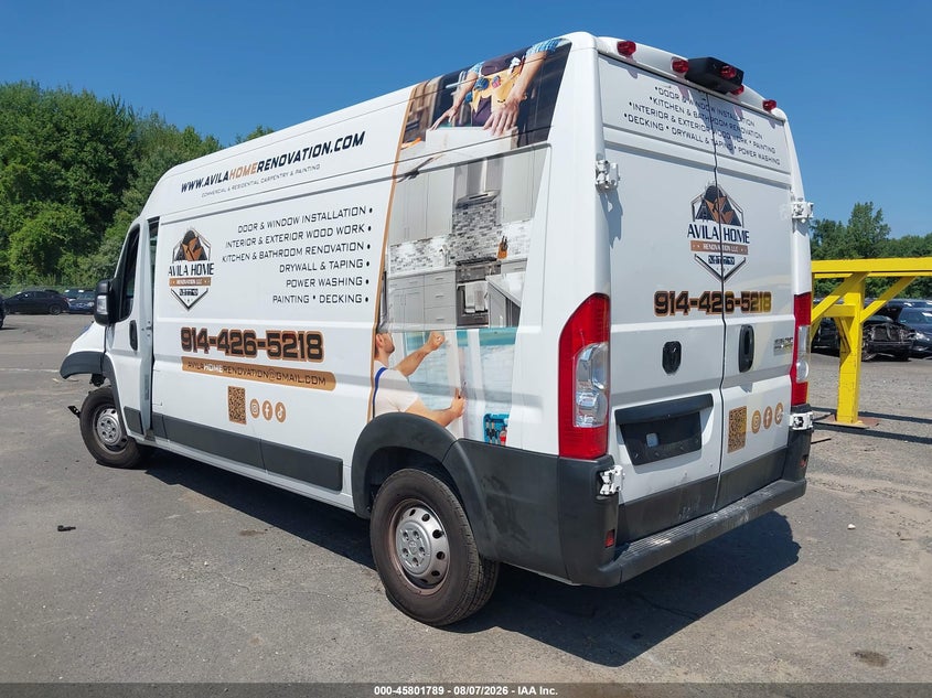 Vin: 3c6lrvdg9pe564648, lot: 46300620, ram promaster 2500 high roof 159 wb 20233