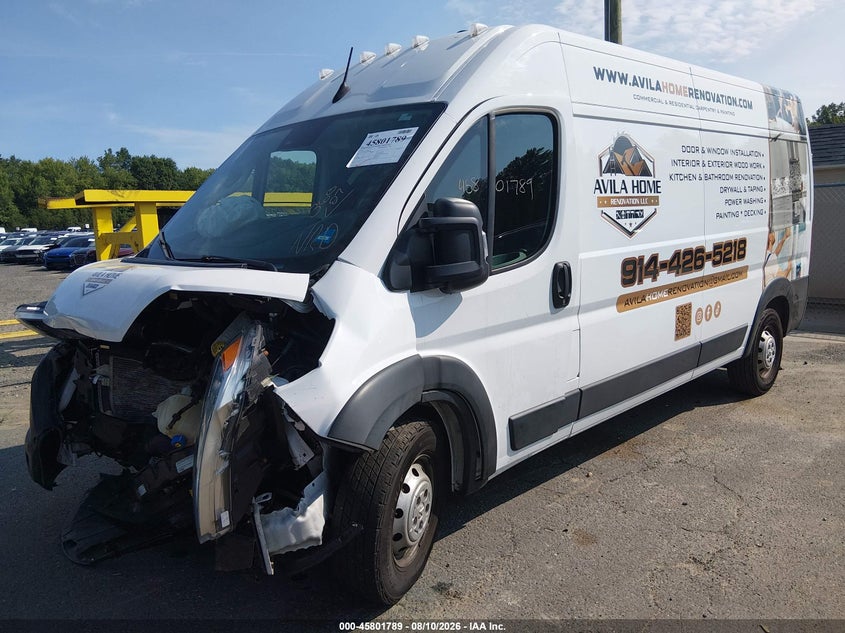 Vin: 3c6lrvdg9pe564648, lot: 46300620, ram promaster 2500 high roof 159 wb 20232