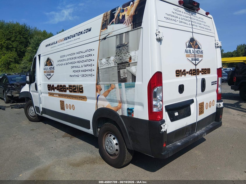 Vin: 3c6lrvdg9pe564648, lot: 46300620, ram promaster 2500 high roof 159 wb 20233
