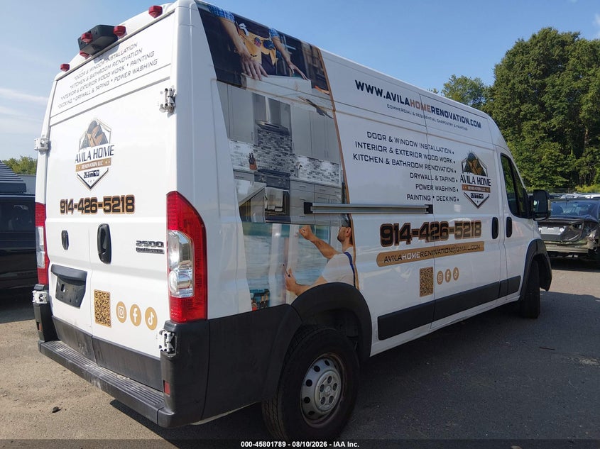Vin: 3c6lrvdg9pe564648, lot: 46300620, ram promaster 2500 high roof 159 wb 20234