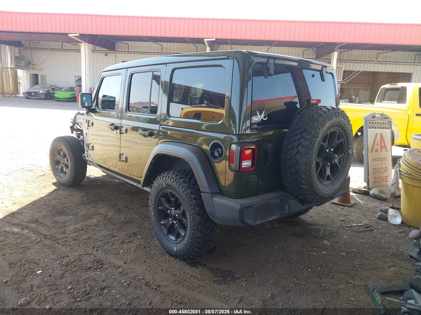 Vin: 1c4hjxdgxmw688222, lot: 46300912, jeep wrangler unlimited willys 4x4 20213