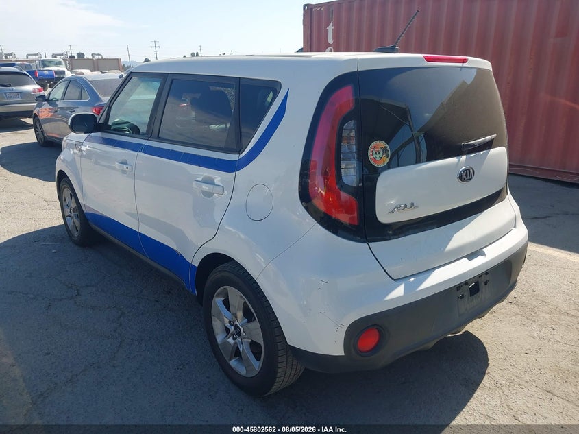 Vin: kndjn2a20h7886325, lot: 46301393, kia soul 20173