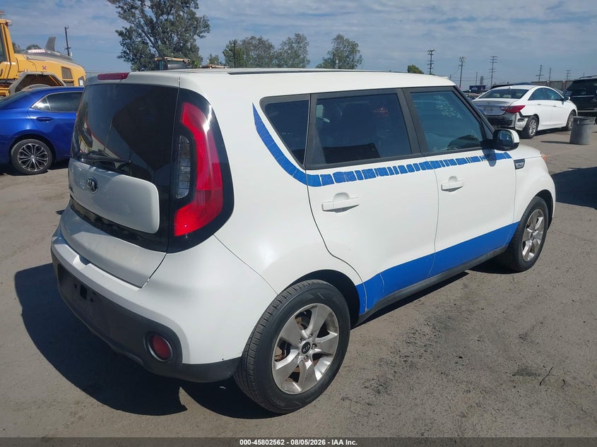 Vin: kndjn2a20h7886325, lot: 46301393, kia soul 20174