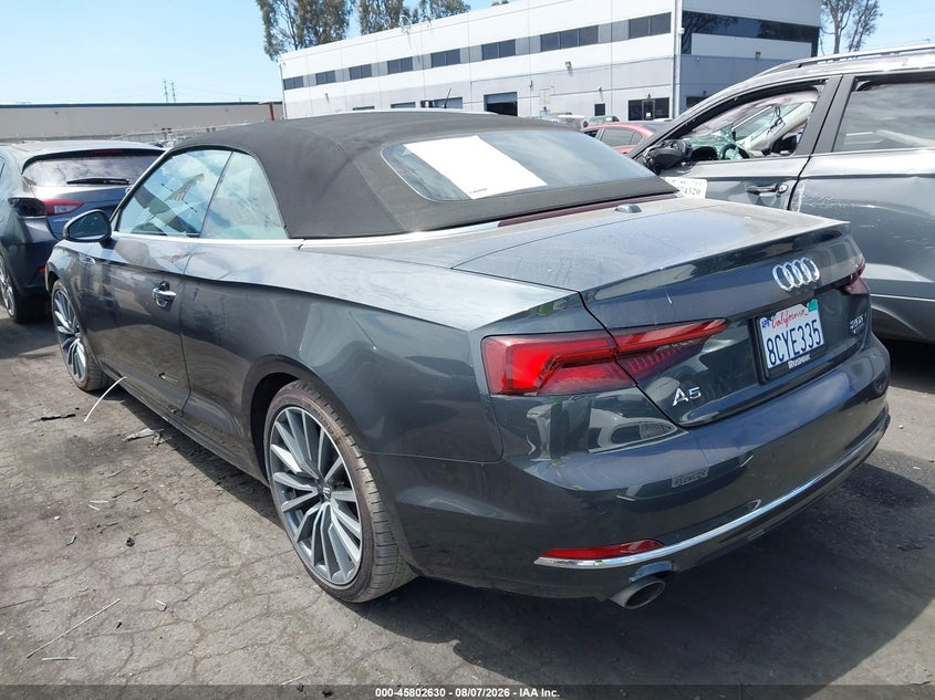 Vin: wauyngf52jn005671, lot: 46301461, audi a5 2.0t premium 20183