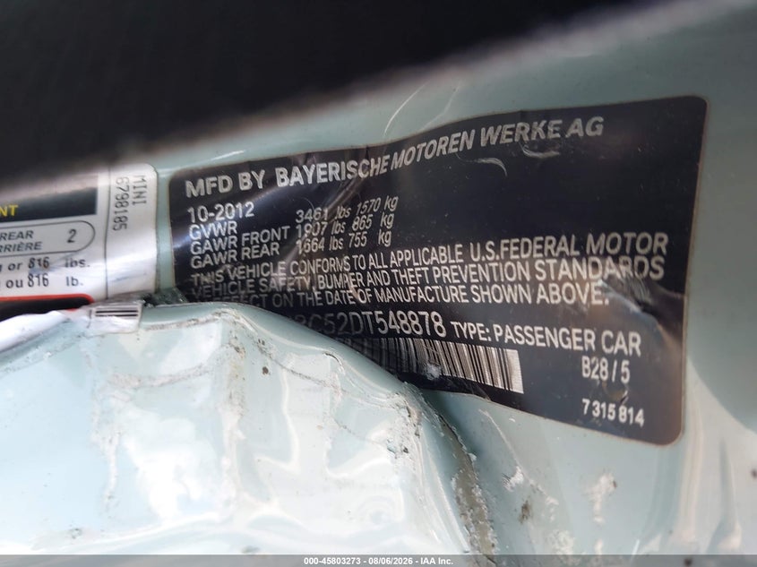 2013 MINI HARD TOP HATCHBACK 1.6L I-4 DOHC, VVT, 121HP