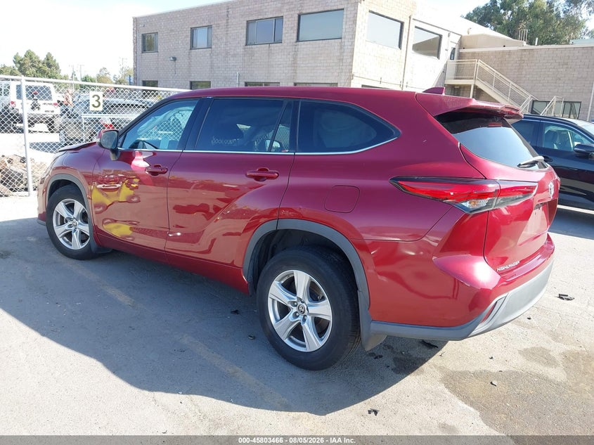 Vin: 5tdbzrbh1ls510252, lot: 46302297, toyota highlander le 20203
