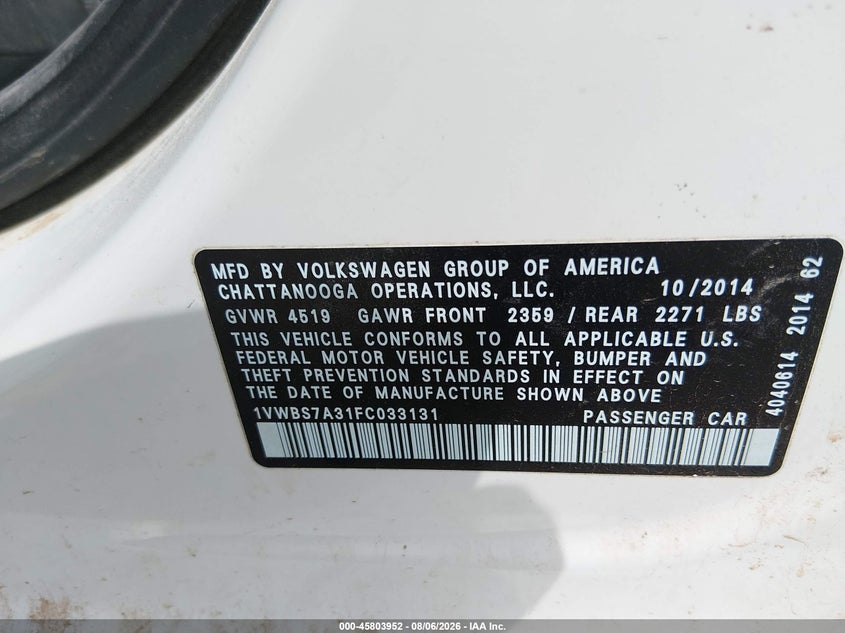 2015 VOLKSWAGEN PASSAT 1.8T SPORT · Фото 9