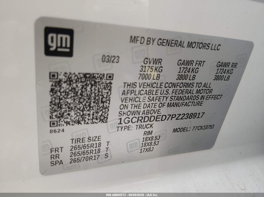 2023 CHEVROLET SILVERADO 1500 auction photo 8