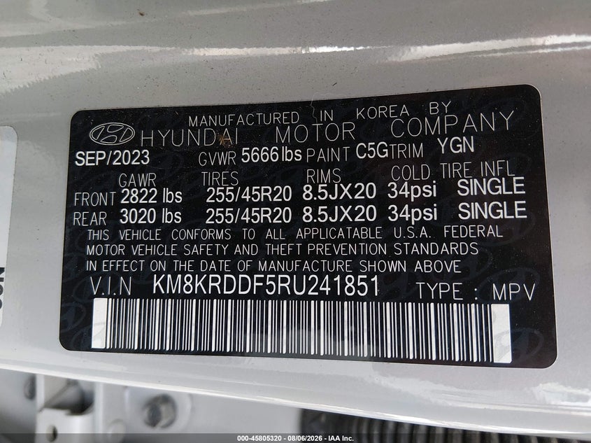 HYUNDAI IONIQ 5 2024 VIN KM8KRDDF5RU241851