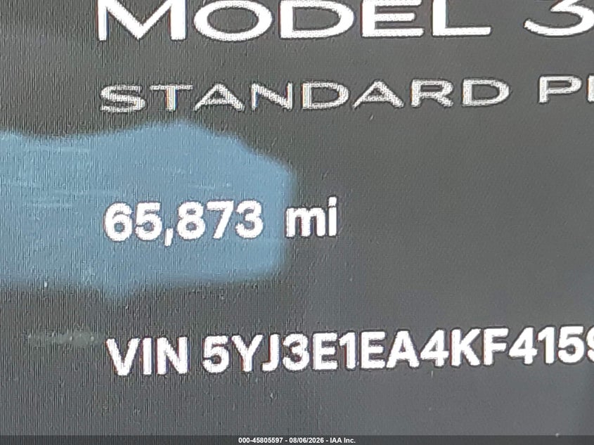 2019 TESLA MODEL 3 SEDAN ELECTRIC