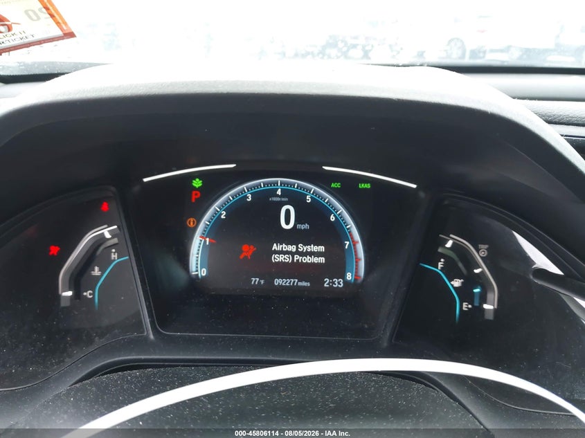 2019 HONDA CIVIC SEDAN 2.0L I-4 DOHC, VVT, 158HP