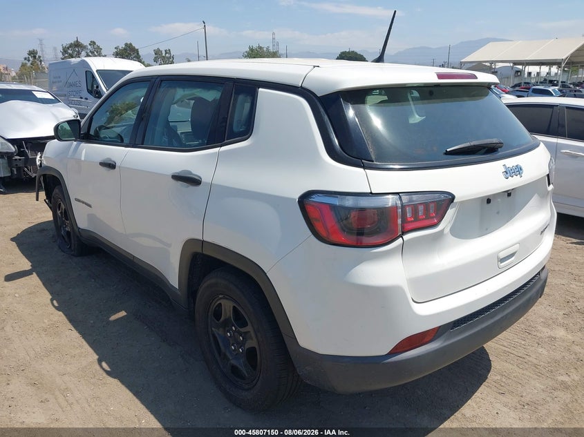 Vin: 3c4njcab3jt287360, lot: 46305997, jeep compass sport fwd 20183