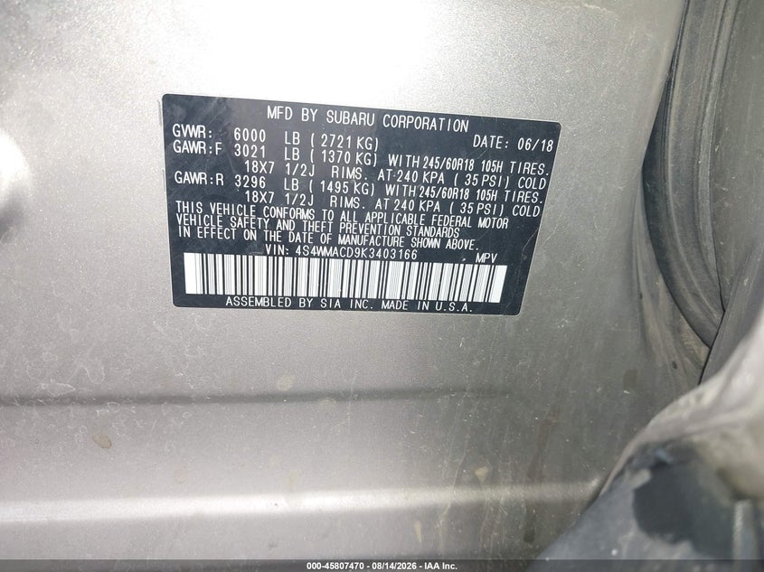 2019 SUBARU ASCENT PREMIUM · Photo 9