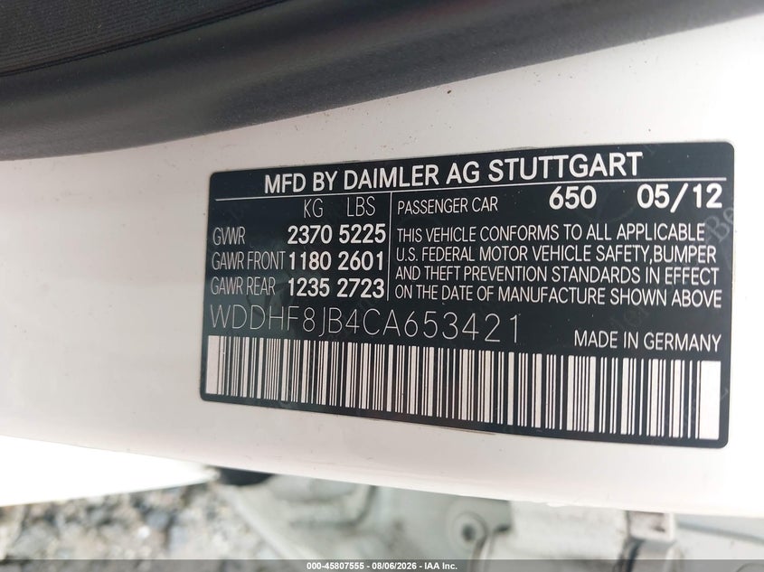 2012 MERCEDES-BENZ E-KLASSE SEDAN 3.5L V-6 DI, DOHC, VVT, 302HP