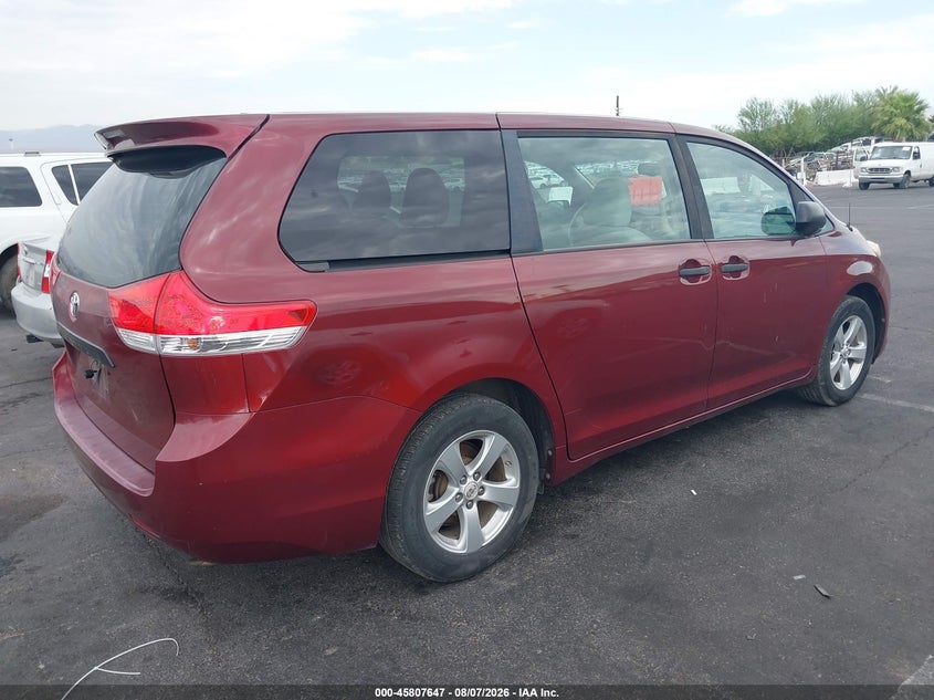 Vin: 5tdka3dc1cs009917, lot: 46306493, toyota sienna base 7 passenger 20124