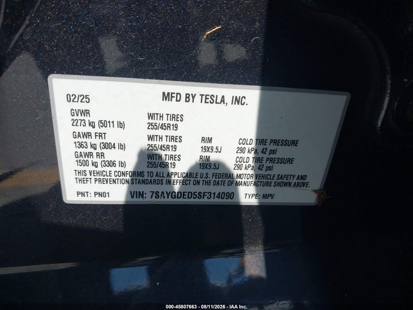 2025 TESLA MODEL Y SPORT UTILITY VEHICLE ELECTRIC