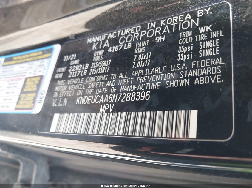 KIA SELTOS 2022 VIN KNDEUCAA6N7288396