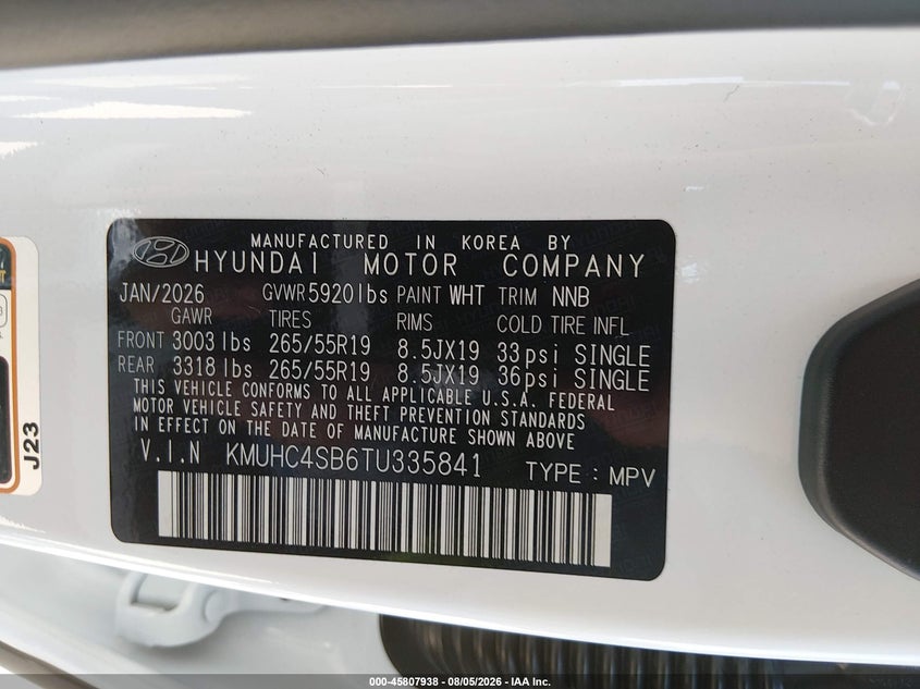GENESIS GV80 2026 VIN KMUHC4SB6TU335841