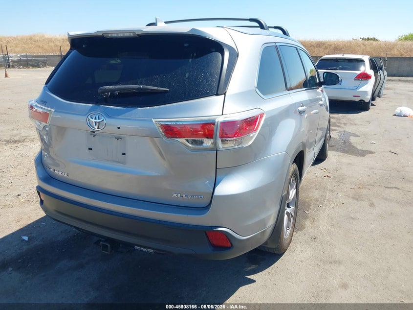 Vin: 5tdjkrfh8fs126127, lot: 46307012, toyota highlander xle v6 20154