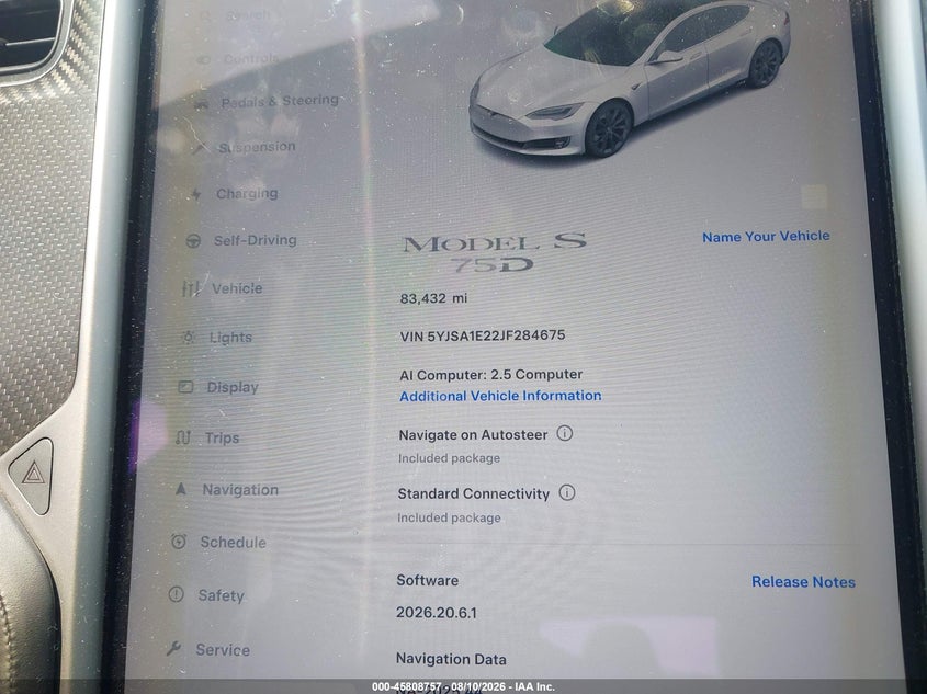 TESLA MODEL S 2018 VIN 5YJSA1E22JF284675