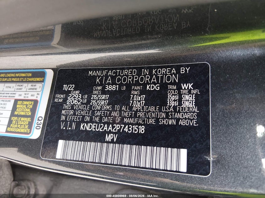 KIA SELTOS 2023 VIN KNDEU2AA2P7431518