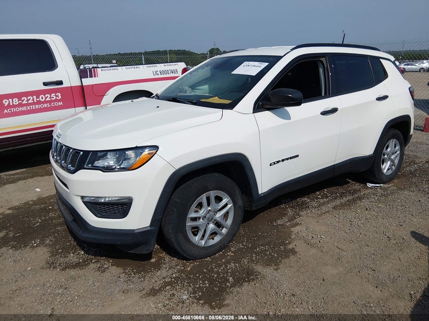 Vin: 3c4njcab8jt165206, lot: 46309512, jeep compass sport fwd 20182