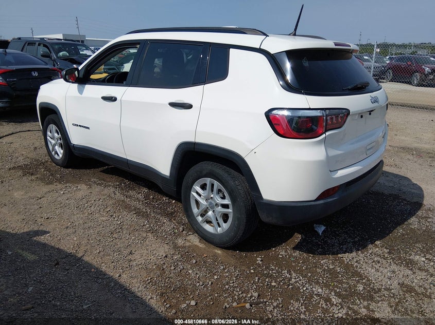 Vin: 3c4njcab8jt165206, lot: 46309512, jeep compass sport fwd 20183
