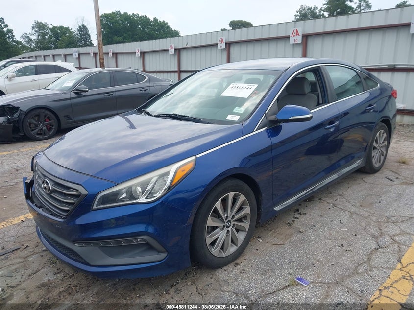 2016 Hyundai Sonata, Front & Rear, IAAI, VIN 5NPE34AF4GH343026 — photo 2