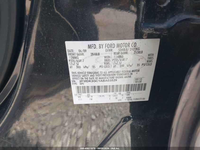 2010 FORD EDGE SPORT UTILITY VEHICLE 3.5L V-6 DOHC, VVT, 285HP
