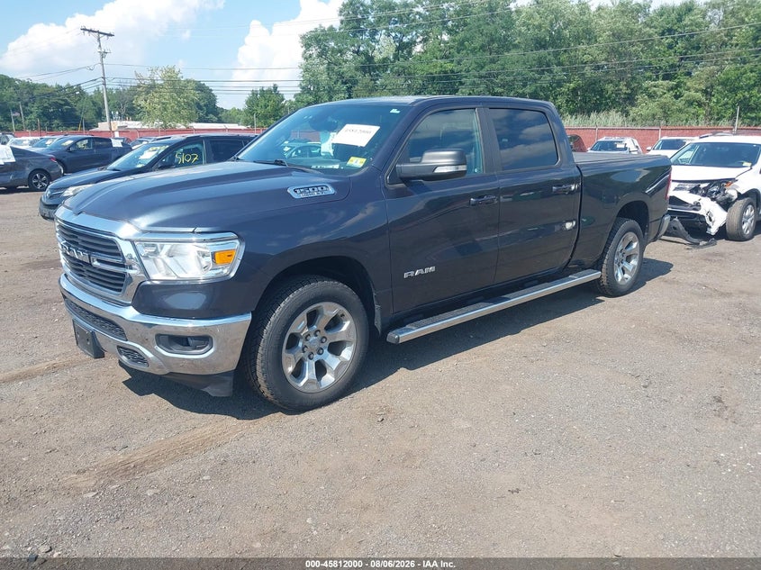 Vin: 1c6srfmtxmn572327, lot: 46310846, ram 1500 big horn  4x4 6'4 box 20212