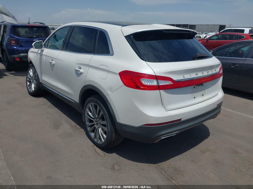 Vin: 2lmtj8lp3gbl21122, lot: 46310995, lincoln mkx reserve 20163
