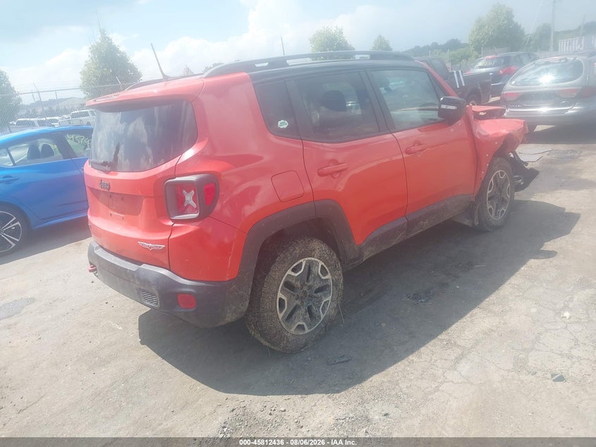 Vin: zaccjbct0fpb74678, lot: 46311282, jeep renegade trailhawk 20154