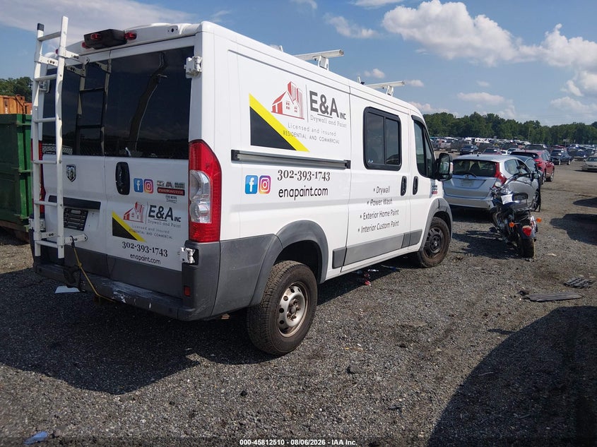 Vin: 3c6trvag1he520309, lot: 46311355, ram promaster 1500 low roof 136 wb 20174