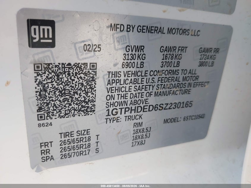 2025 GMC SIERRA TRUCK 5.3L V-8 DI, VVT, REGULAR , 355HP