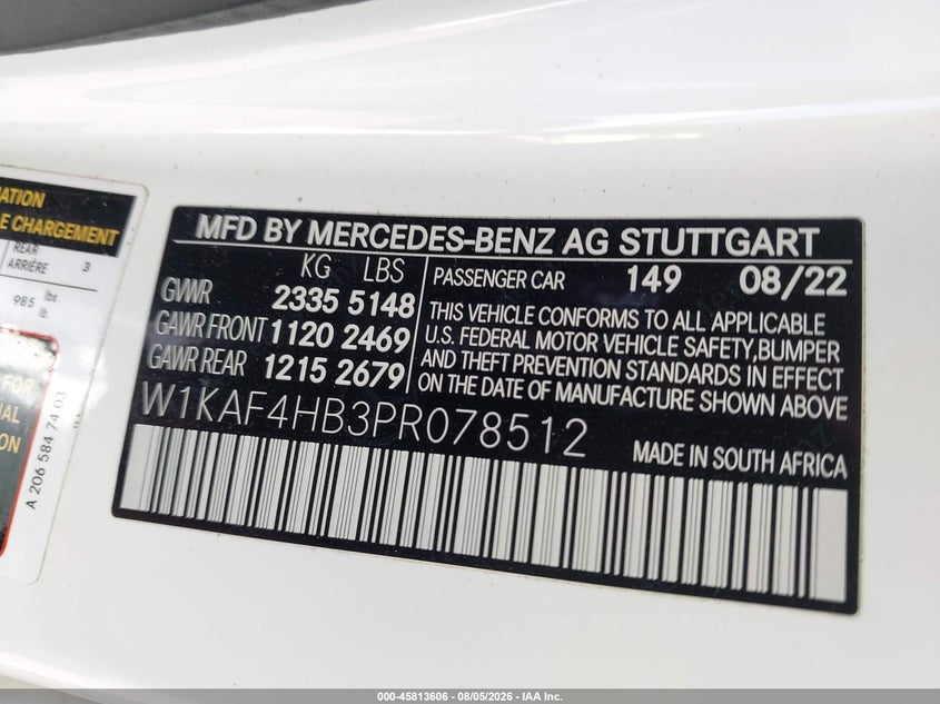MERCEDES-BENZ C 300 2023 VIN W1KAF4HB3PR078512