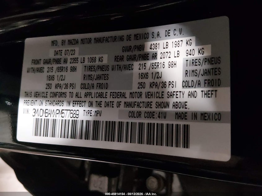 MAZDA CX-30 2023 VIN 3MVDMBAMXPM577689