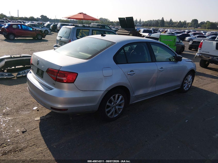 Vin: 3vwd17aj3fm323816, lot: 46313157, volkswagen jetta 1.8t se 20154